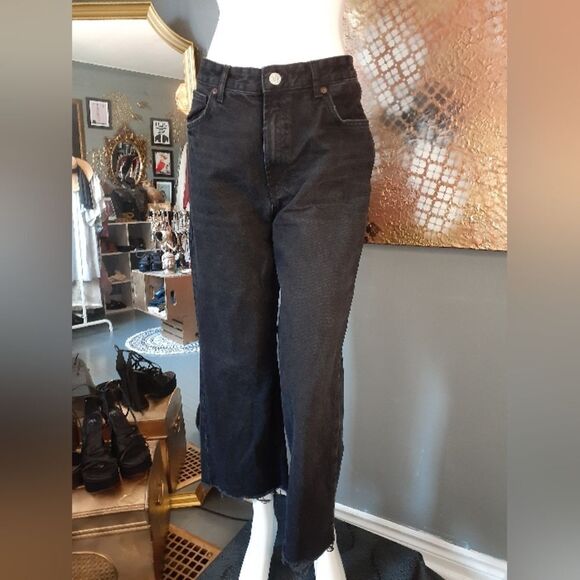 Zara Classic Black Women's Straight Wide Leg Jeans - Picture 1 of 15
